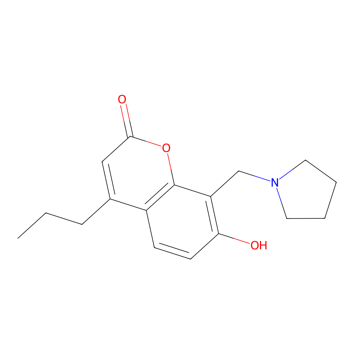 7-Hydroxy-4-propyl-8-(pyrrolidin-1-ylmethyl)chromen-2-one molecular structure, CAS 313471-35-1