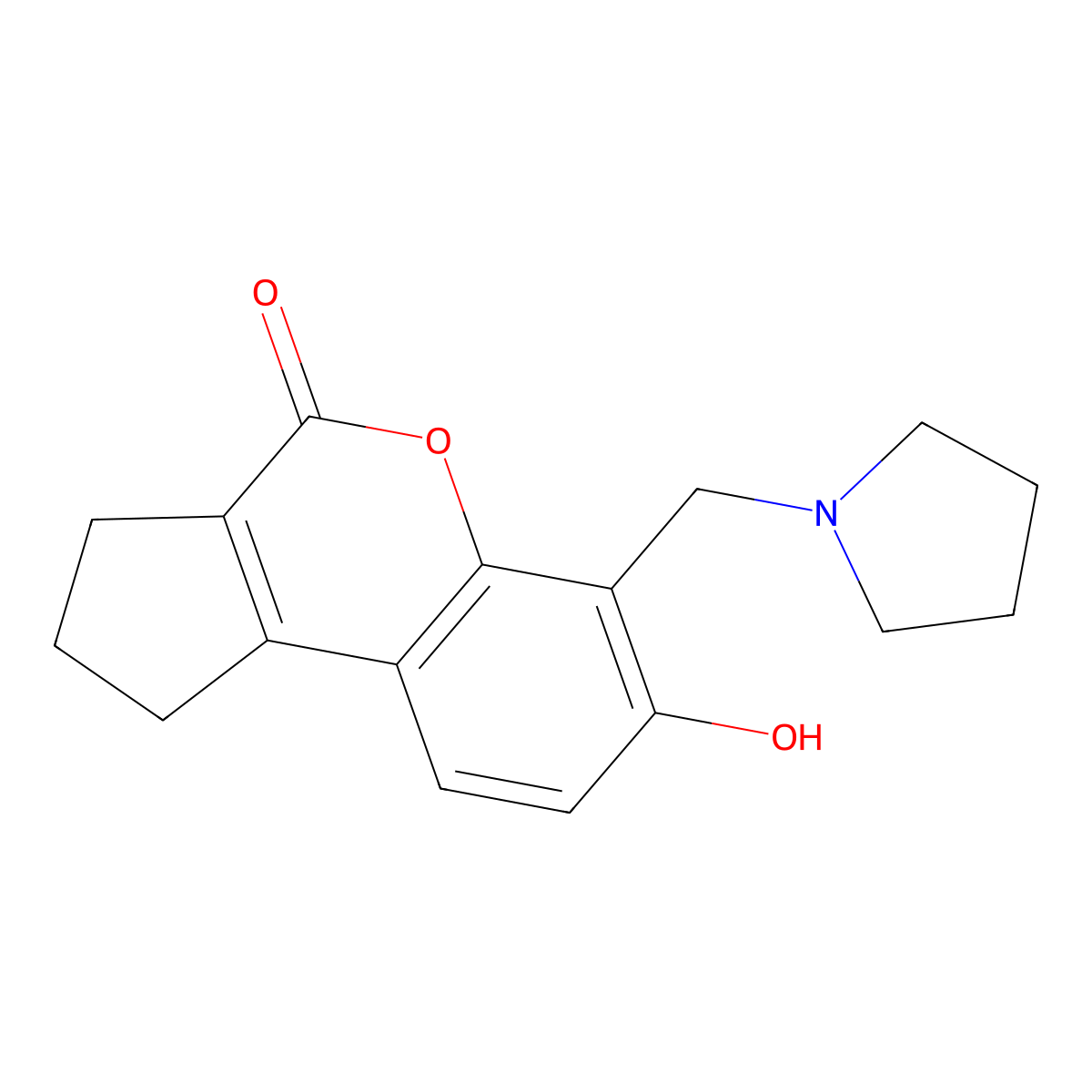 7-hydroxy-6-(pyrrolidin-1-ylmethyl)-2,3-dihydrocyclopenta[c]chromen-4(1H)-one molecular structure, CAS 313471-37-3