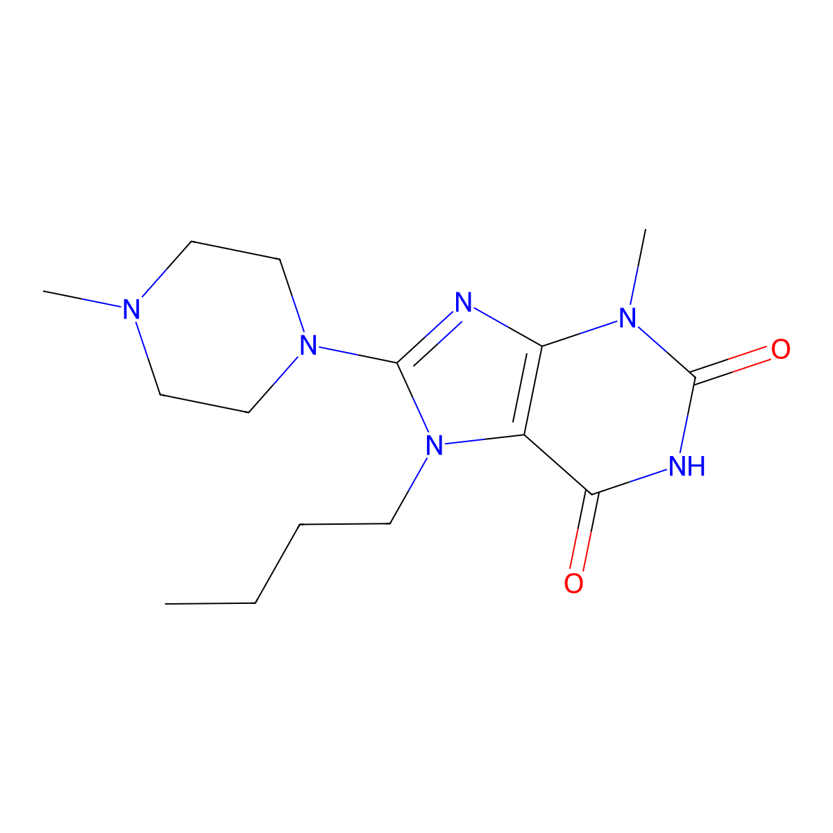 7-butyl-3-methyl-8-(4-methylpiperazin-1-yl)-3,7-dihydro-1H-purine-2,6-dione molecular structure, CAS 313471-52-2