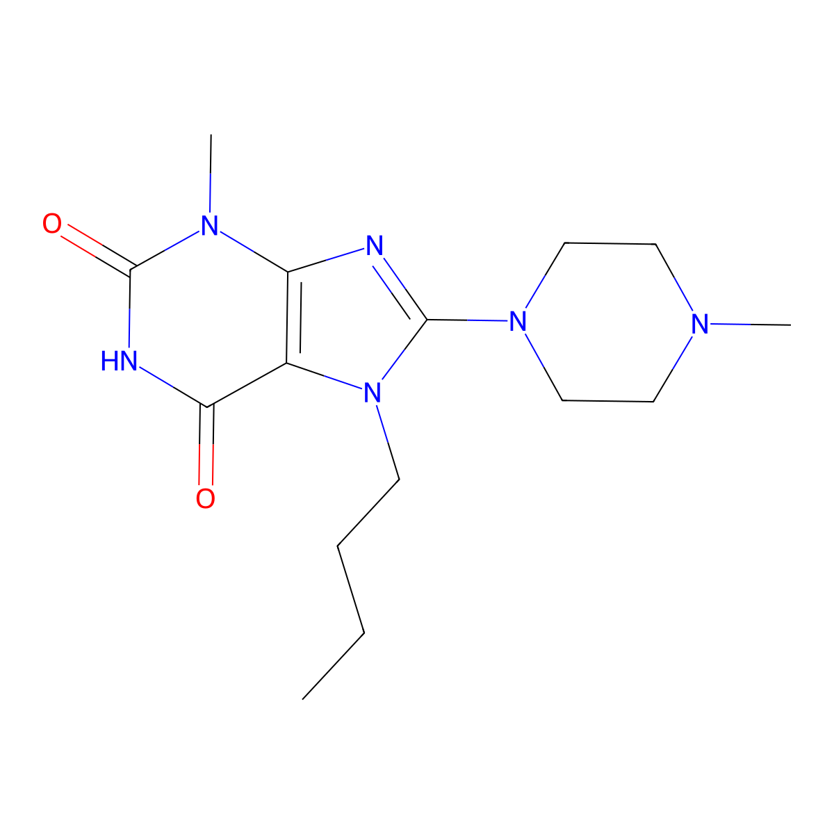 7-butyl-3-methyl-8-(4-methylpiperazin-1-yl)-3,7-dihydro-1H-purine-2,6-dione molecular structure, CAS 313471-52-2