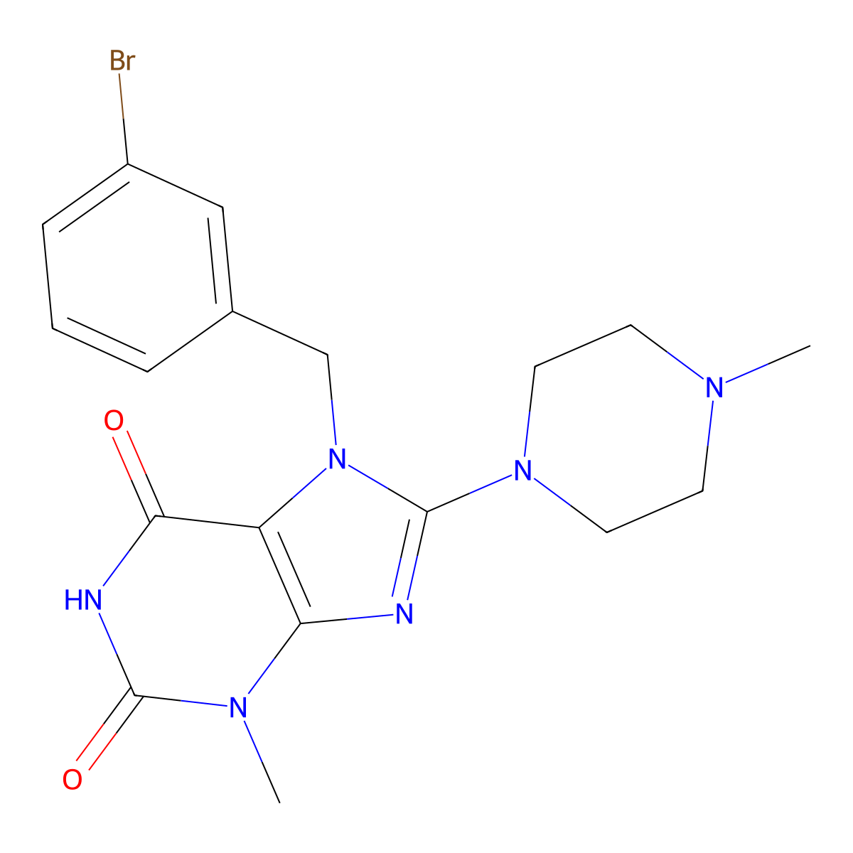 7-(3-bromobenzyl)-3-methyl-8-(4-methylpiperazin-1-yl)-1H-purine-2,6(3H,7H)-dione molecular structure, CAS 313471-54-4