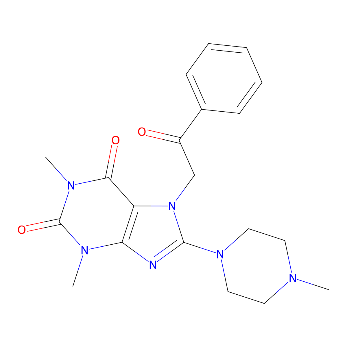 1,3-Dimethyl-8-(4-methylpiperazin-1-yl)-7-phenacylpurine-2,6-dione molecular structure, CAS 313471-57-7