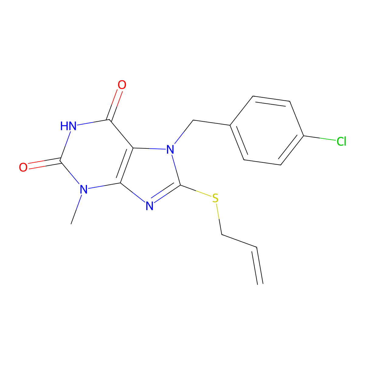 8-(allylthio)-7-(4-chlorobenzyl)-3-methyl-1H-purine-2,6(3H,7H)-dione molecular structure, CAS 313479-83-3