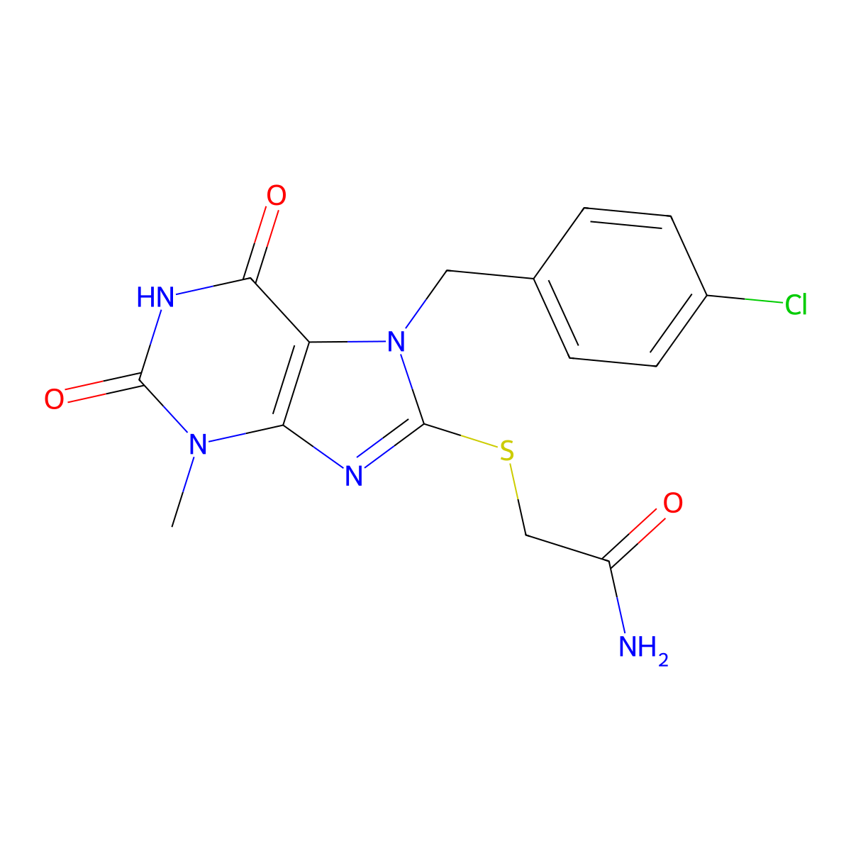 2-({7-[(4-chlorophenyl)methyl]-3-methyl-2,6-dioxo-2,3,6,7-tetrahydro-1H-purin-8-yl}sulfanyl)acetamide molecular structure, CAS 313479-86-6