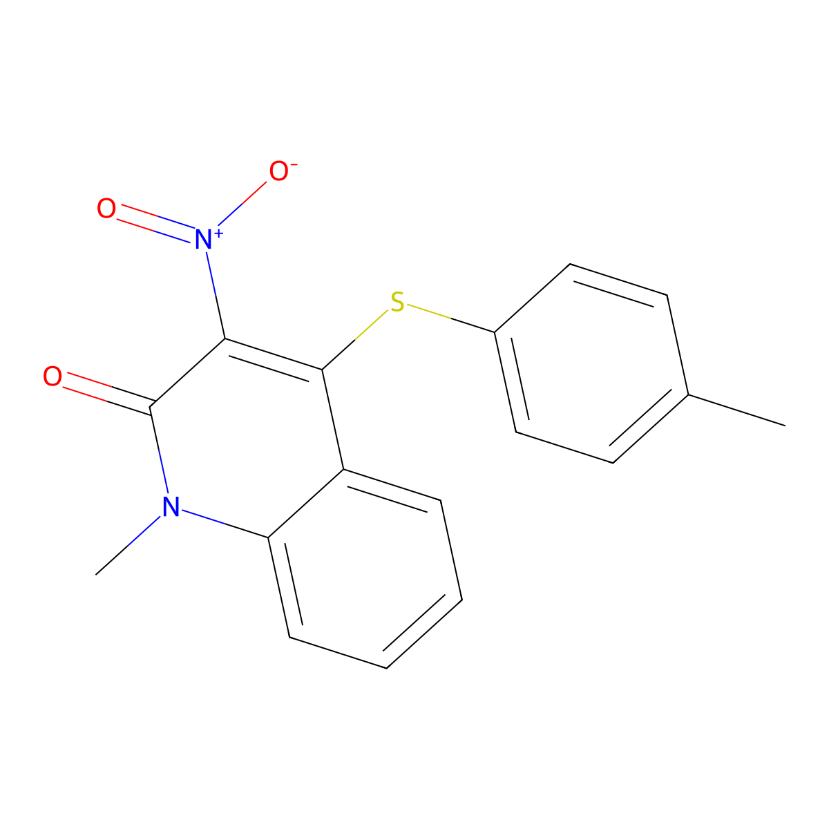 1-Methyl-4-[(4-methylphenyl)thio]-3-nitro-2-quinolinone molecular structure, CAS 313480-21-6