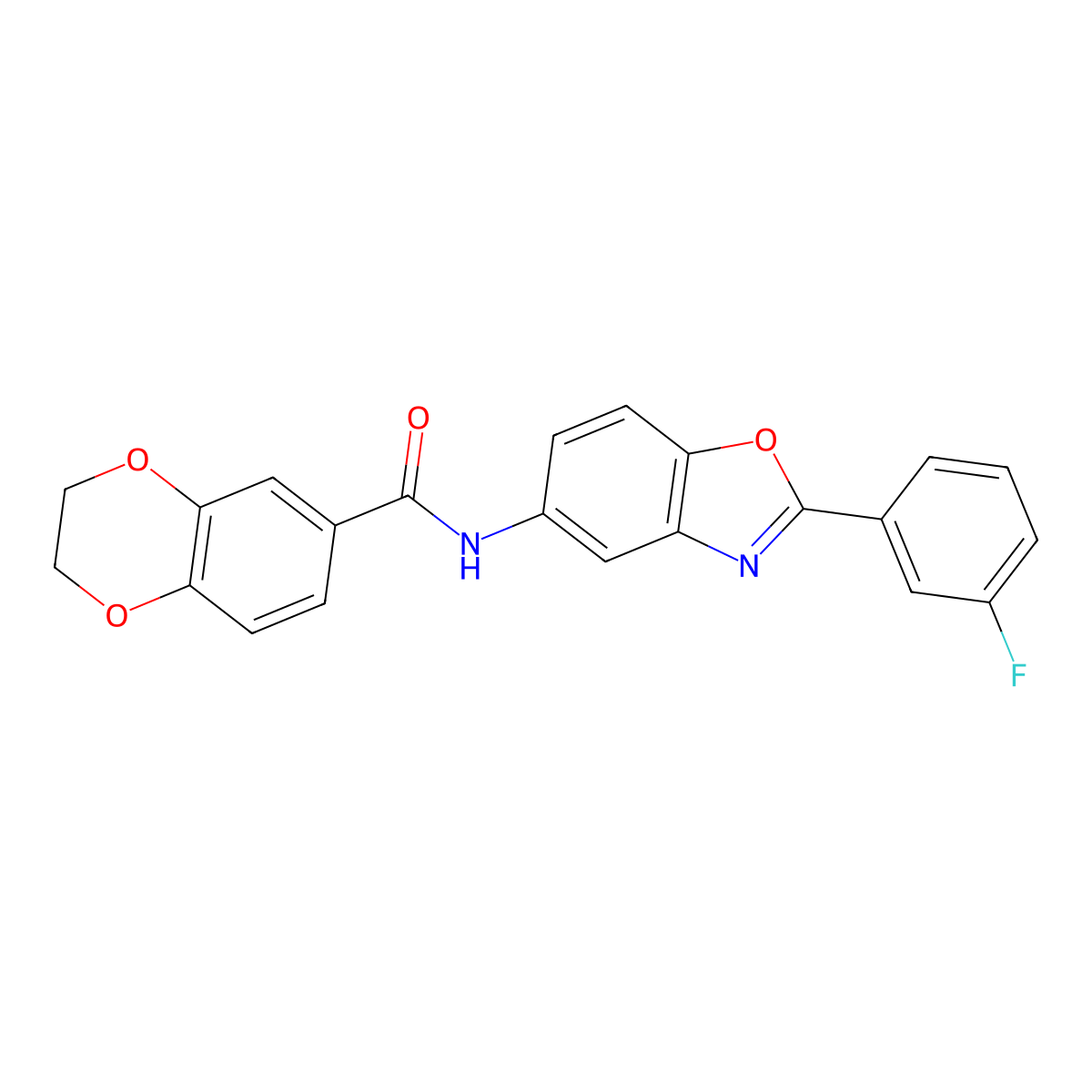 N-[2-(3-fluorophenyl)-1,3-benzoxazol-5-yl]-2,3-dihydro-1,4-benzodioxine-6-carboxamide molecular structure, CAS 313480-30-7