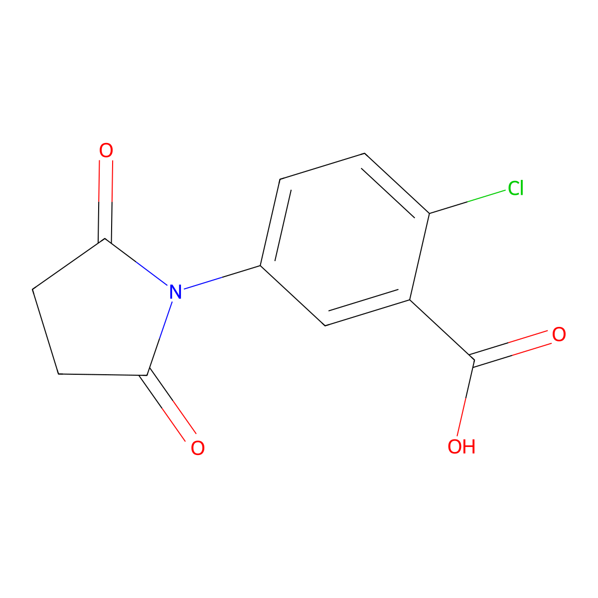 2-Chloro-5-(2,5-dioxo-pyrrolidin-1-yl)-benzoic acid molecular structure, CAS 313480-55-6