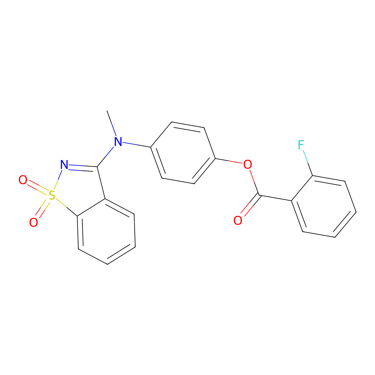 4-[(1,1-Dioxido-1,2-benzothiazol-3-yl)(methyl)amino]phenyl 2-fluorobenzoate molecular structure, CAS 313481-09-3