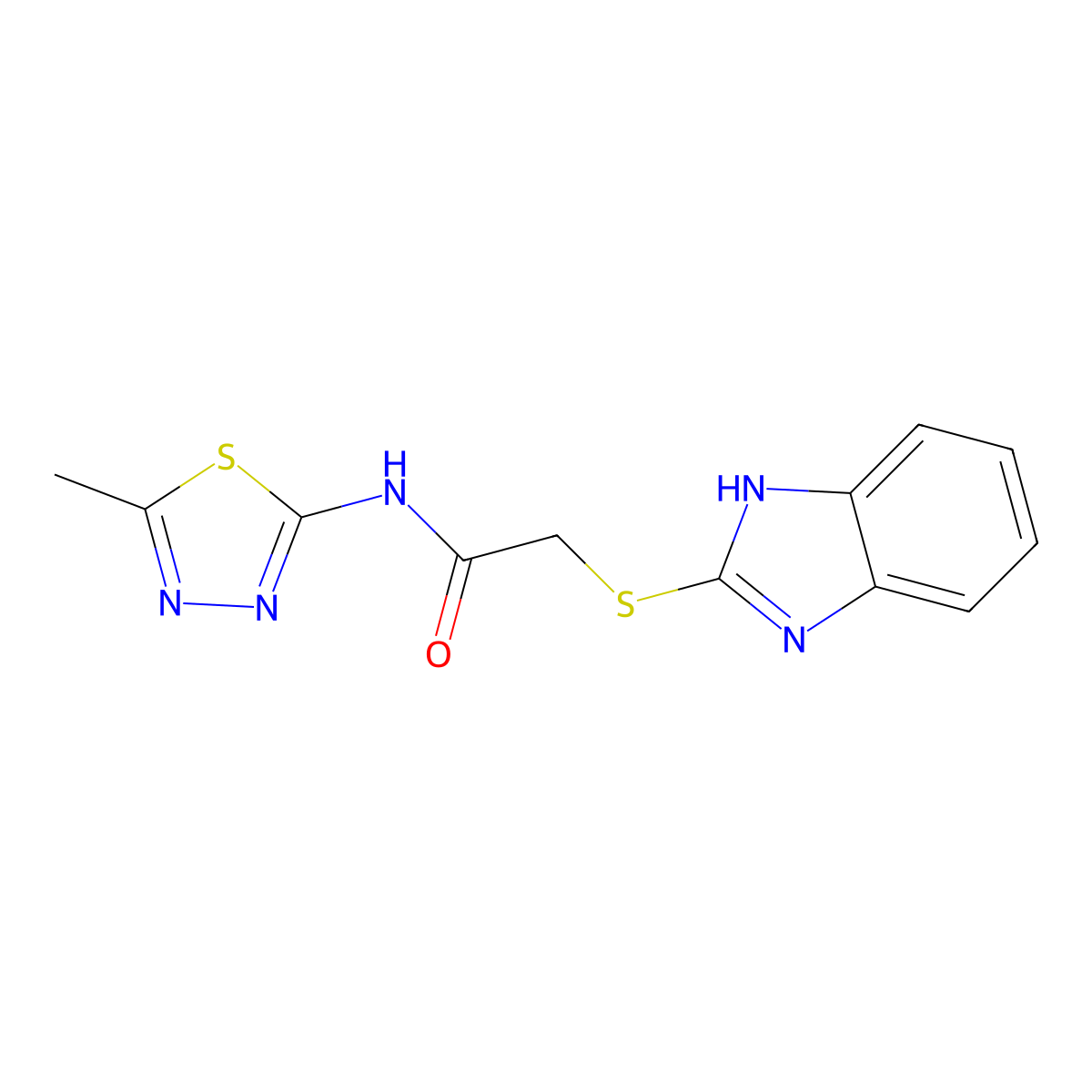 2-(1H-benzimidazol-2-ylsulfanyl)-N-(5-methyl-1,3,4-thiadiazol-2-yl)acetamide molecular structure, CAS 313481-32-2