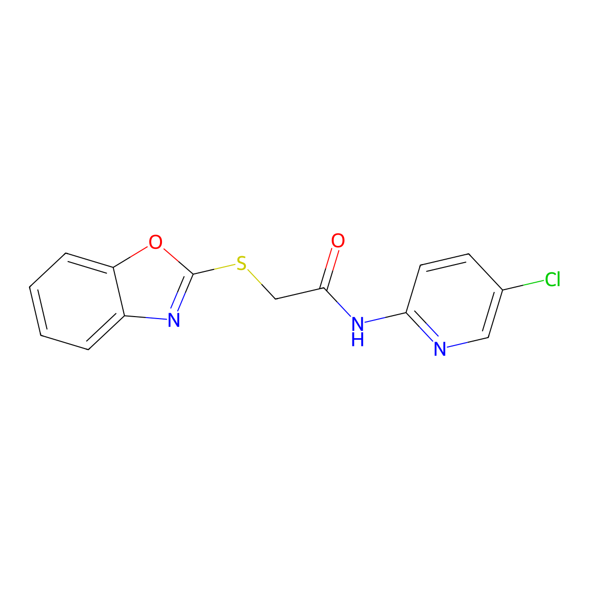 2-(1,3-benzoxazol-2-ylsulfanyl)-N-(5-chloropyridin-2-yl)acetamide molecular structure, CAS 313481-42-4