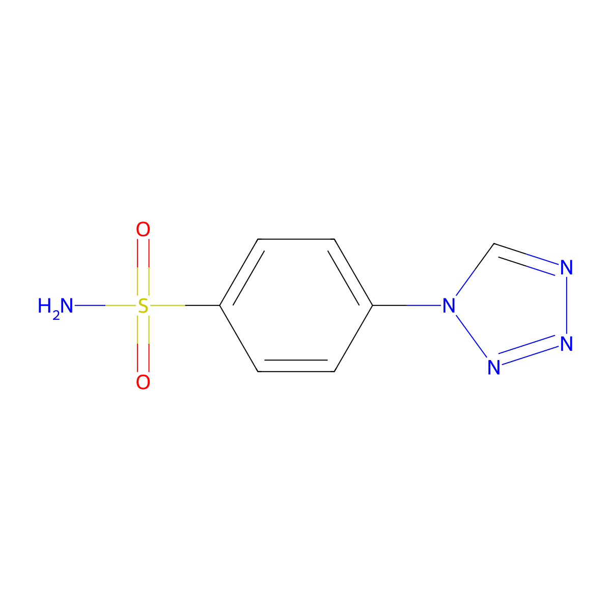 4-(1H-1,2,3,4-tetrazol-1-yl)benzene-1-sulfonamide molecular structure, CAS 313481-55-9