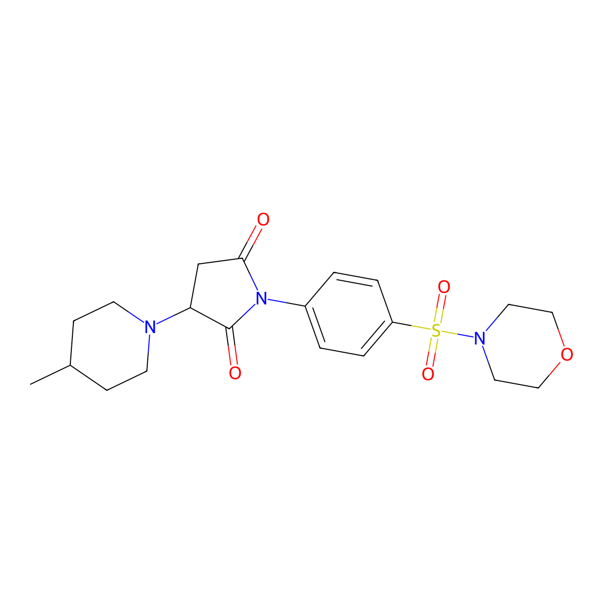 3-(4-Methylpiperidin-1-yl)-1-(4-morpholin-4-ylsulfonylphenyl)pyrrolidine-2,5-dione molecular structure, CAS 313481-57-1