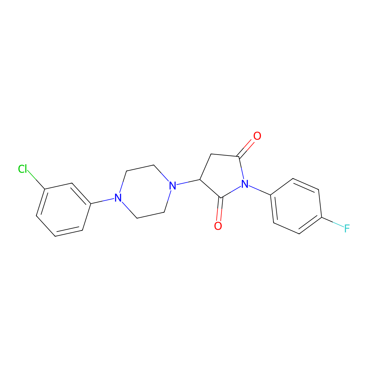 3-[4-(3-Chlorophenyl)piperazin-1-yl]-1-(4-fluorophenyl)pyrrolidine-2,5-dione molecular structure, CAS 313482-79-0