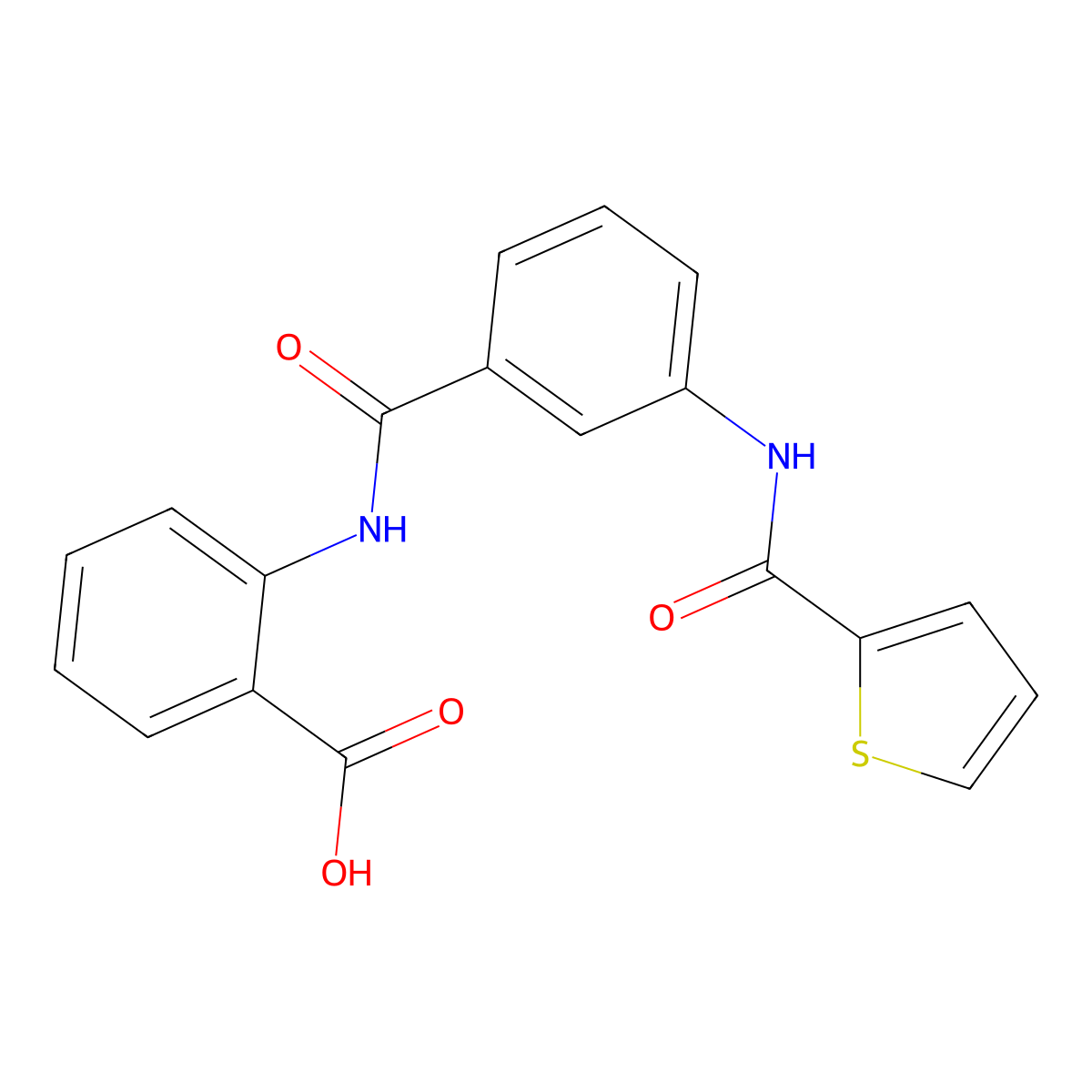 2-(3-(Thiophene-2-carboxamido)benzamido)benzoic acid molecular structure, CAS 313482-89-2