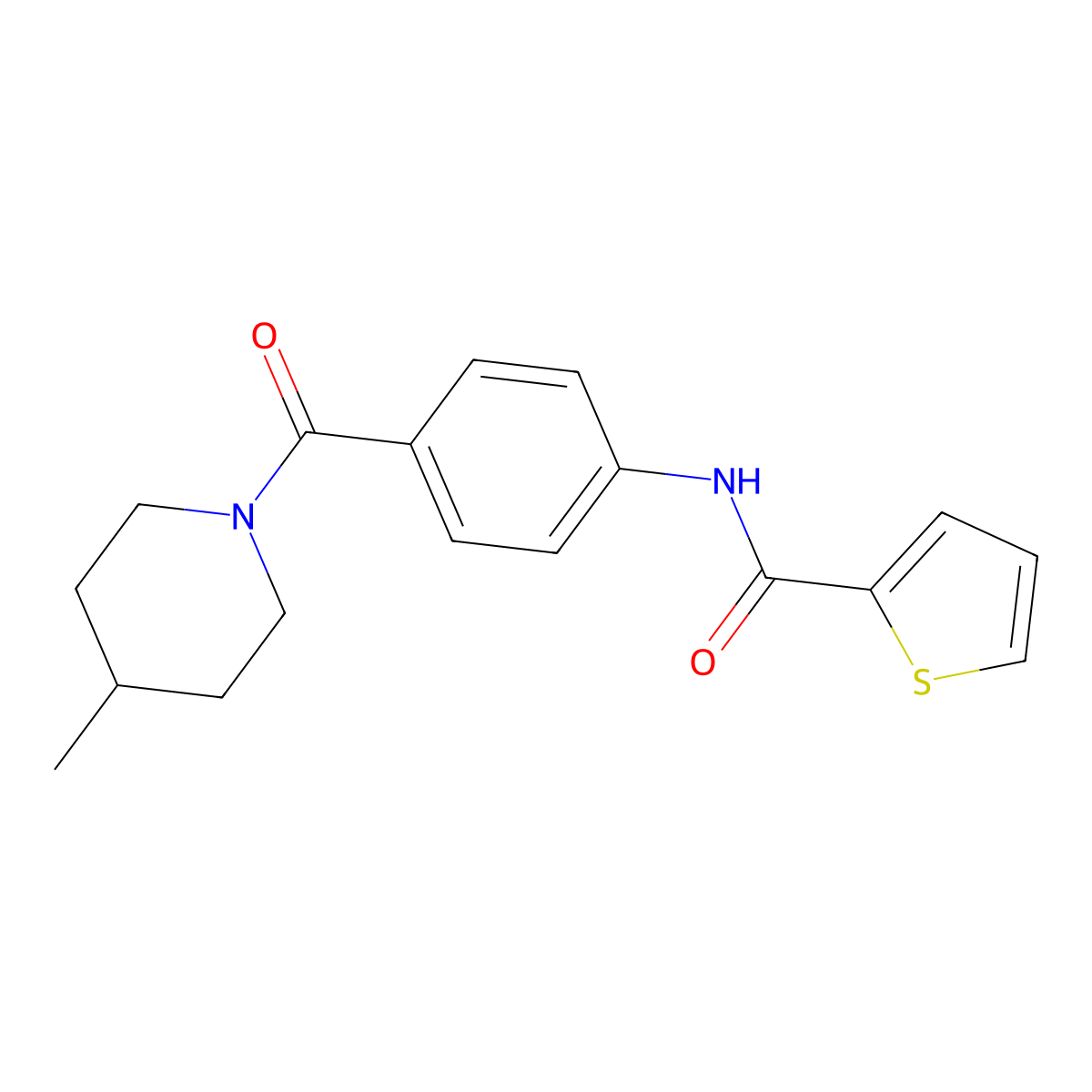 N-[4-(4-methylpiperidine-1-carbonyl)phenyl]thiophene-2-carboxamide molecular structure, CAS 313482-95-0