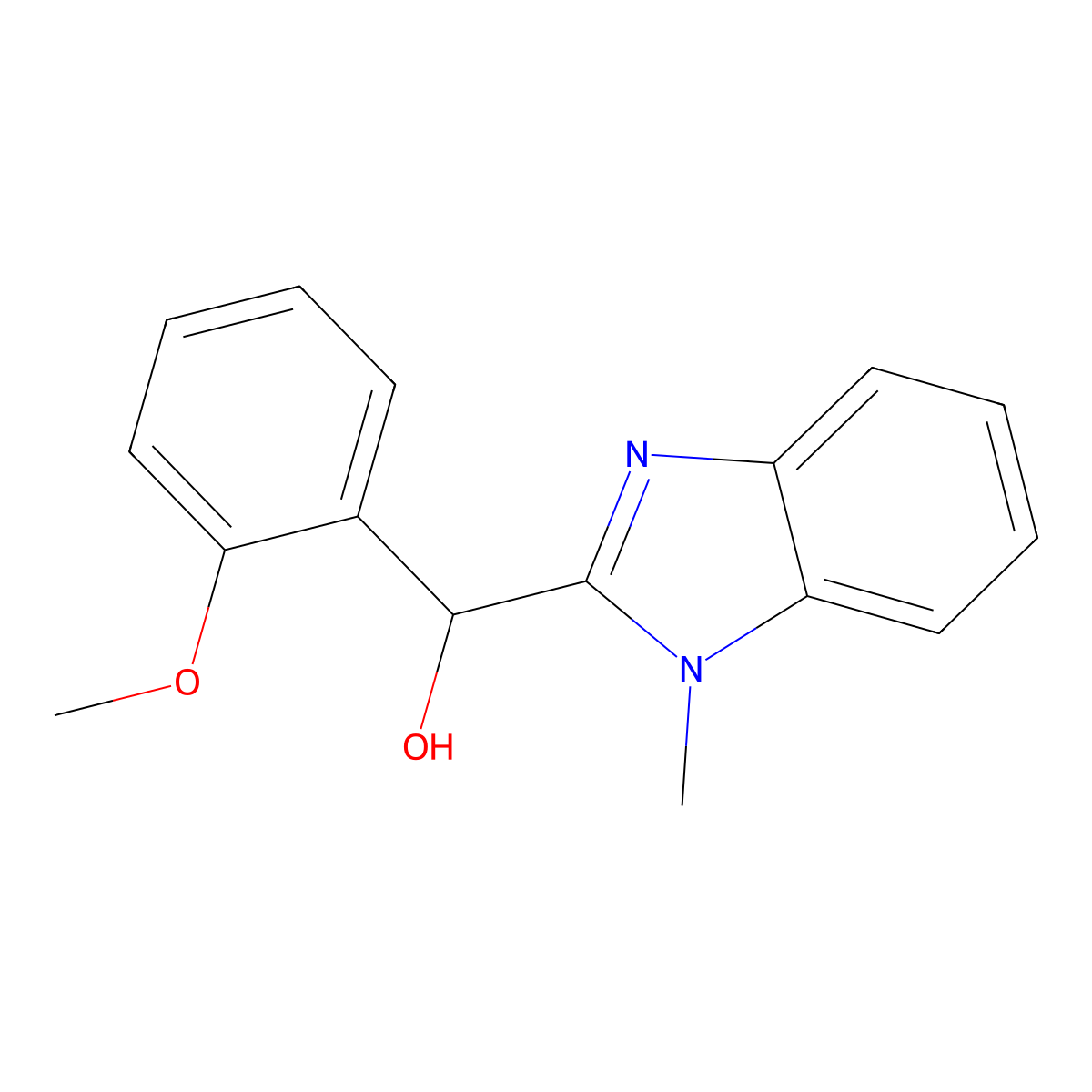 (2-Methoxyphenyl)-(1-methylbenzimidazol-2-yl)methanol molecular structure, CAS 313483-24-8