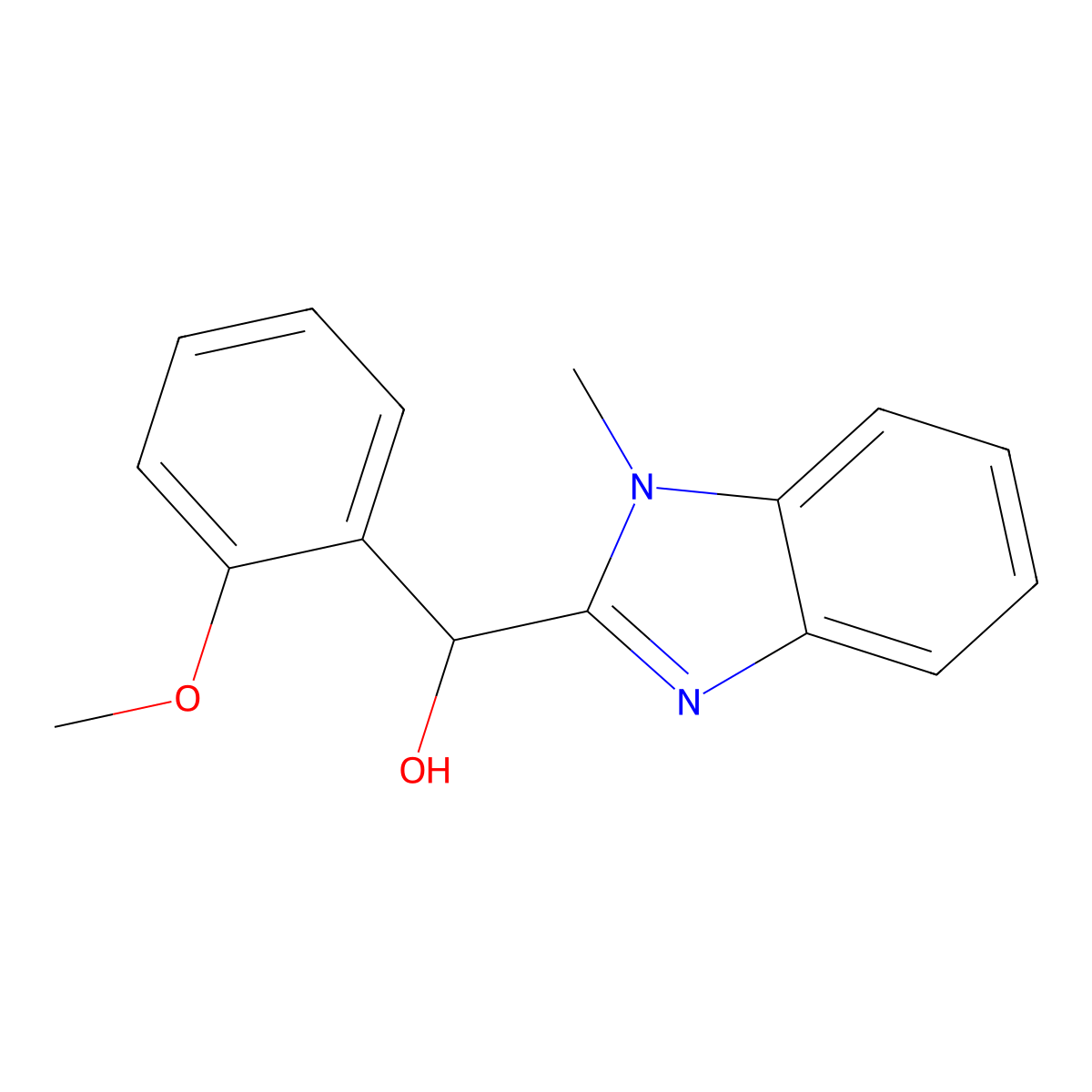 (2-Methoxyphenyl)-(1-methylbenzimidazol-2-yl)methanol molecular structure, CAS 313483-24-8