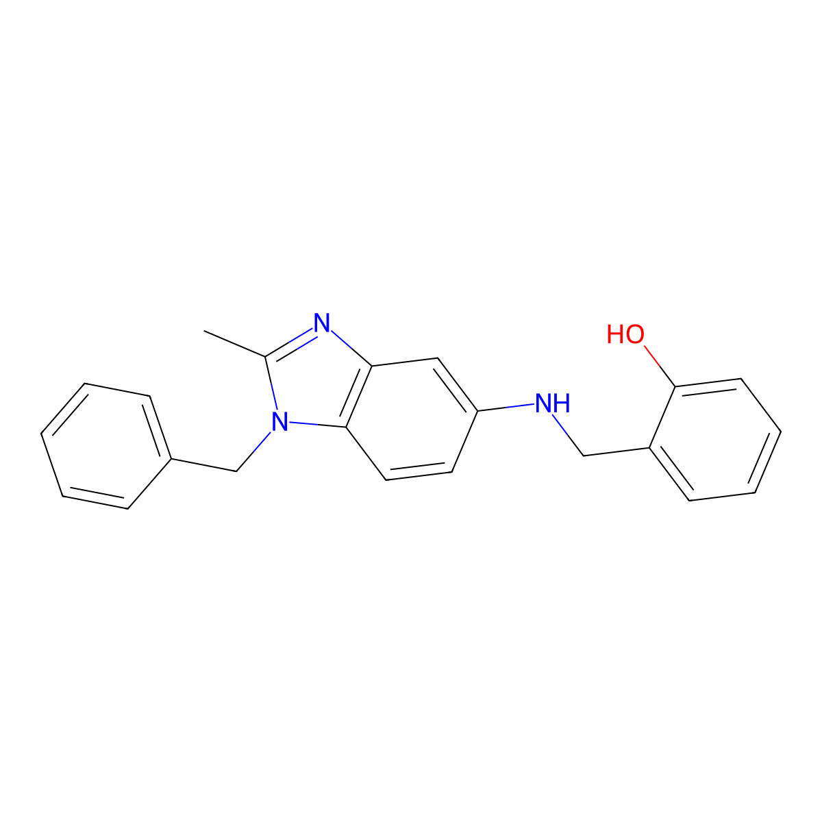 2-[[[2-Methyl-1-(phenylmethyl)-5-benzimidazolyl]amino]methyl]phenol molecular structure, CAS 313483-28-2