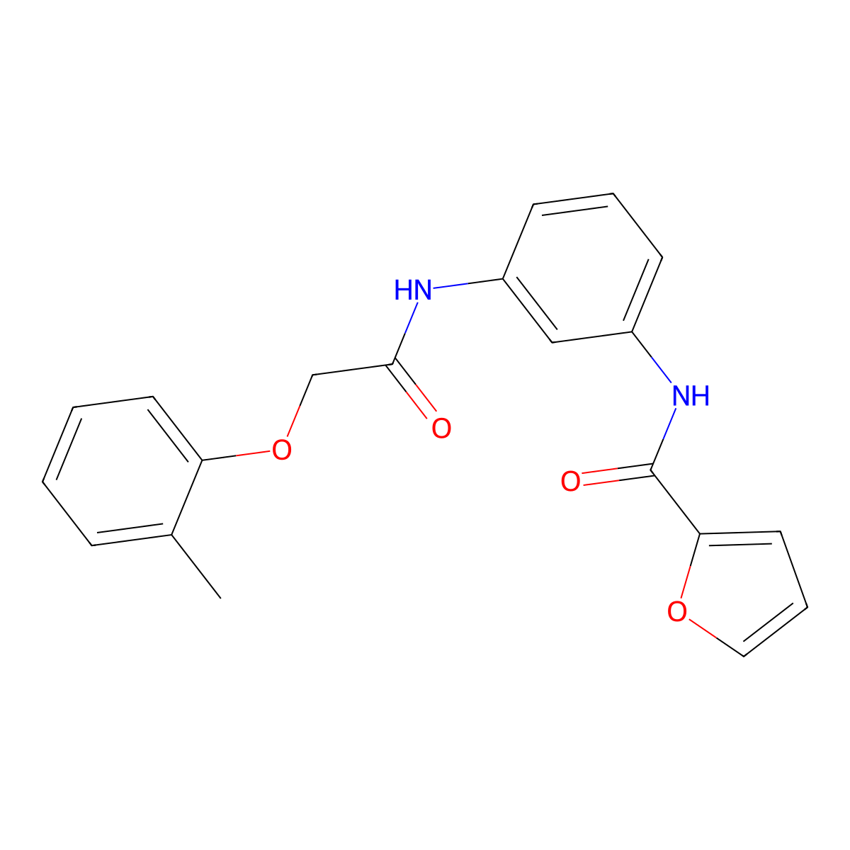 N-[3-[[2-(2-methylphenoxy)acetyl]amino]phenyl]furan-2-carboxamide molecular structure, CAS 313483-45-3