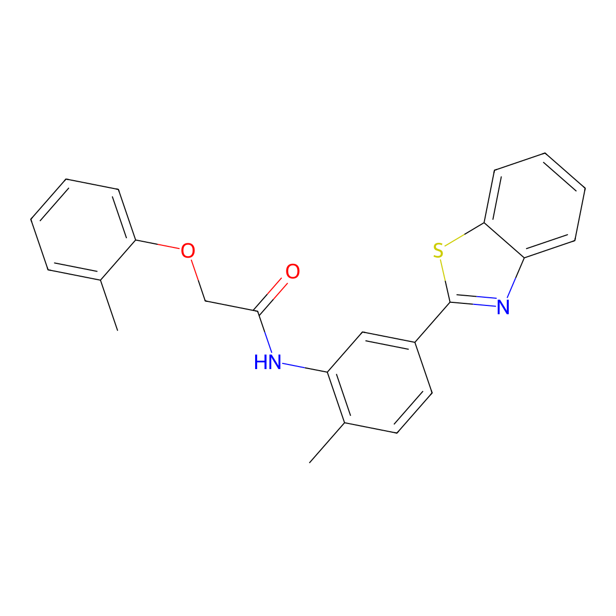 N-[5-(1,3-benzothiazol-2-yl)-2-methylphenyl]-2-(2-methylphenoxy)acetamide molecular structure, CAS 313483-46-4