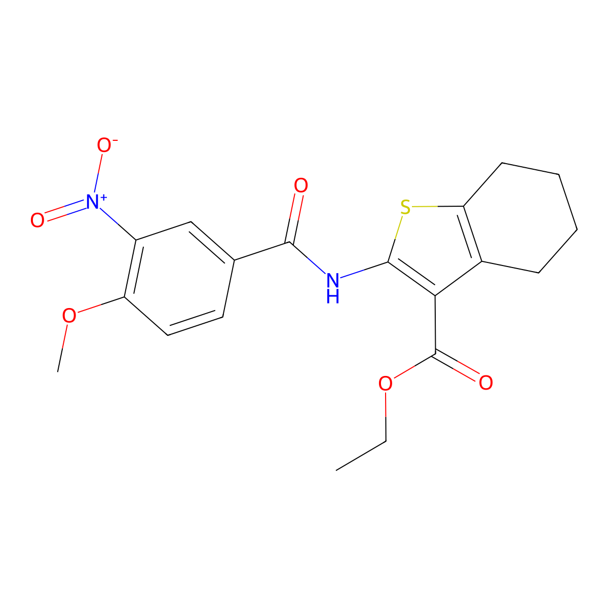 Ethyl 2-[(4-methoxy-3-nitrobenzoyl)amino]-4,5,6,7-tetrahydro-1-benzothiophene-3-carboxylate molecular structure, CAS 313483-57-7