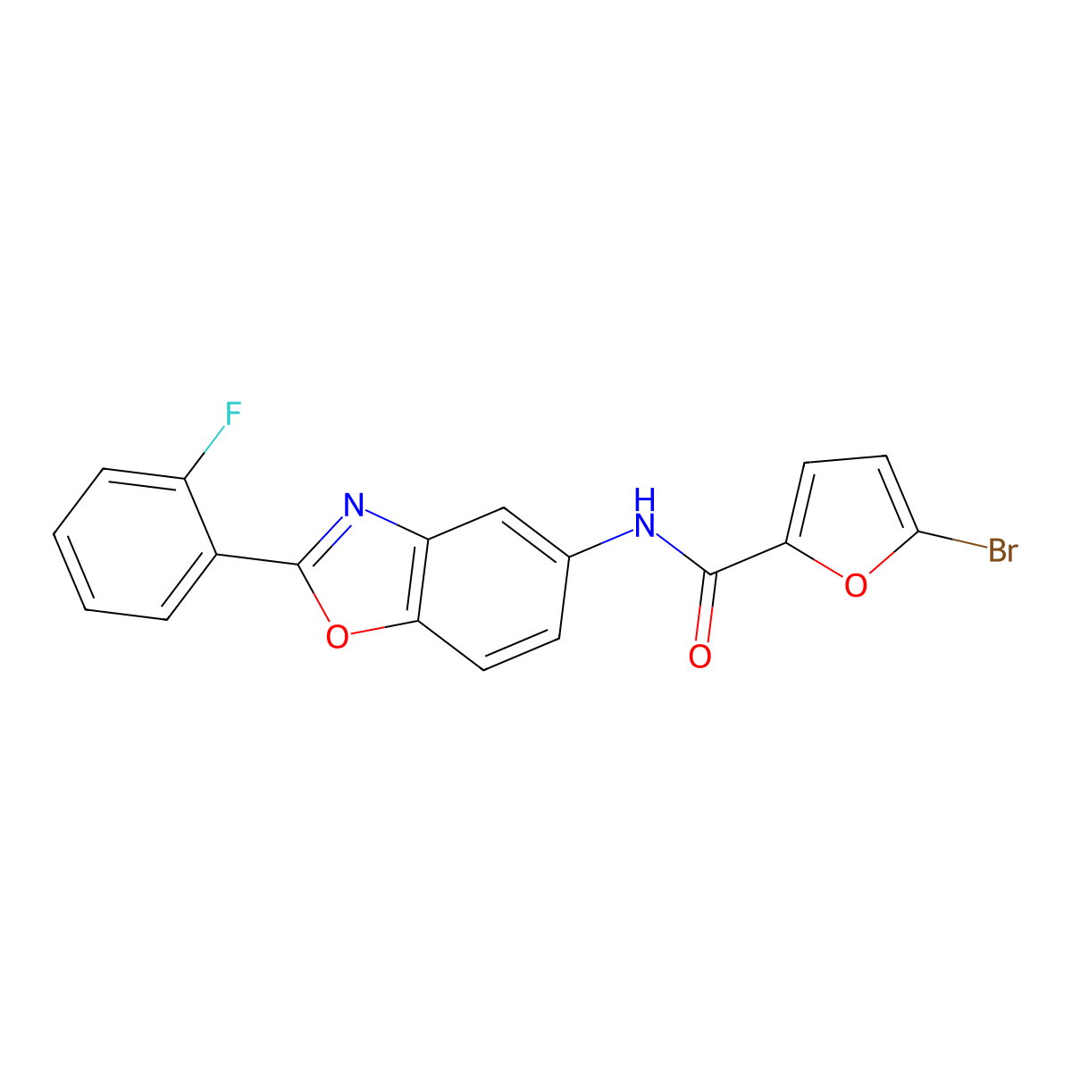 5-bromo-N-[2-(2-fluorophenyl)-1,3-benzoxazol-5-yl]furan-2-carboxamide molecular structure, CAS 313483-58-8