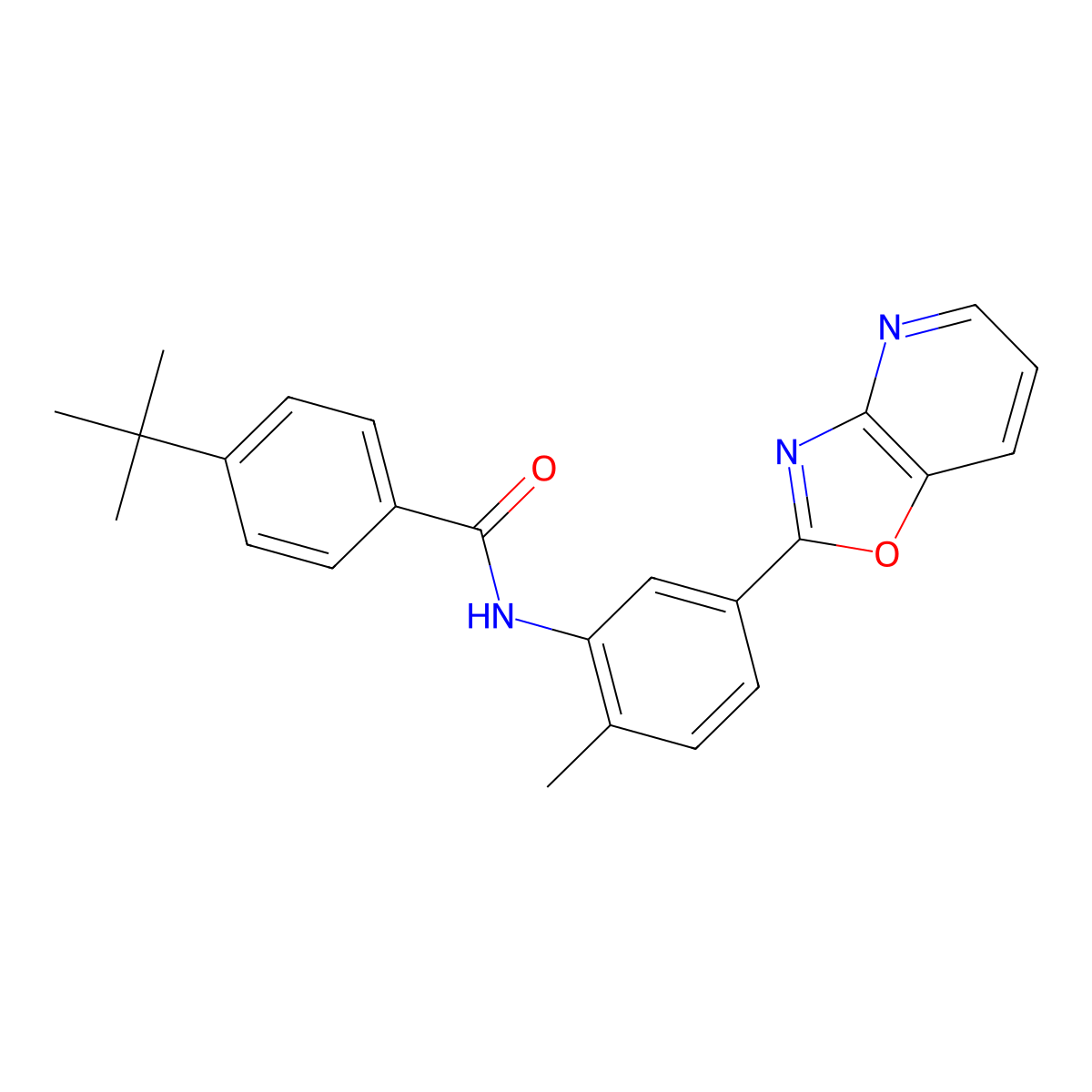 4-tert-butyl-N-[2-methyl-5-([1,3]oxazolo[4,5-b]pyridin-2-yl)phenyl]benzamide molecular structure, CAS 313483-59-9