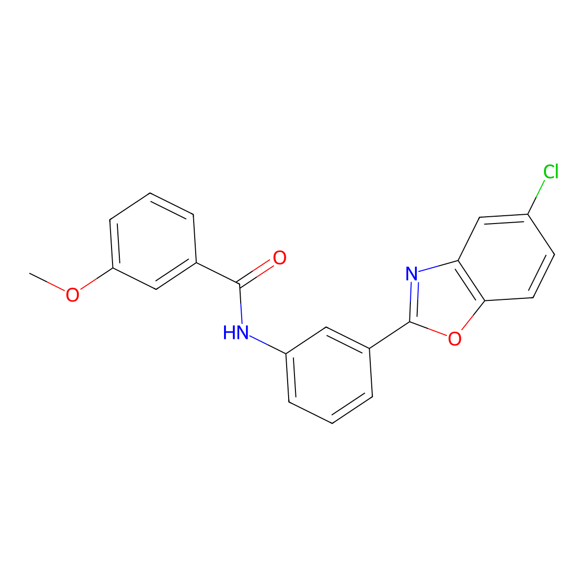 N-[3-(5-chloro-1,3-benzoxazol-2-yl)phenyl]-3-methoxybenzamide molecular structure, CAS 313483-66-8