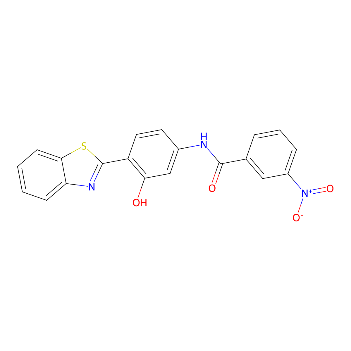 N-[4-(1,3-benzothiazol-2-yl)-3-hydroxyphenyl]-3-nitrobenzamide molecular structure, CAS 313483-88-4