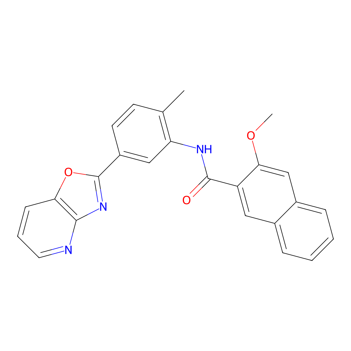 3-methoxy-N-(2-methyl-5-[1,3]oxazolo[4,5-b]pyridin-2-ylphenyl)-2-naphthamide molecular structure, CAS 313483-94-2