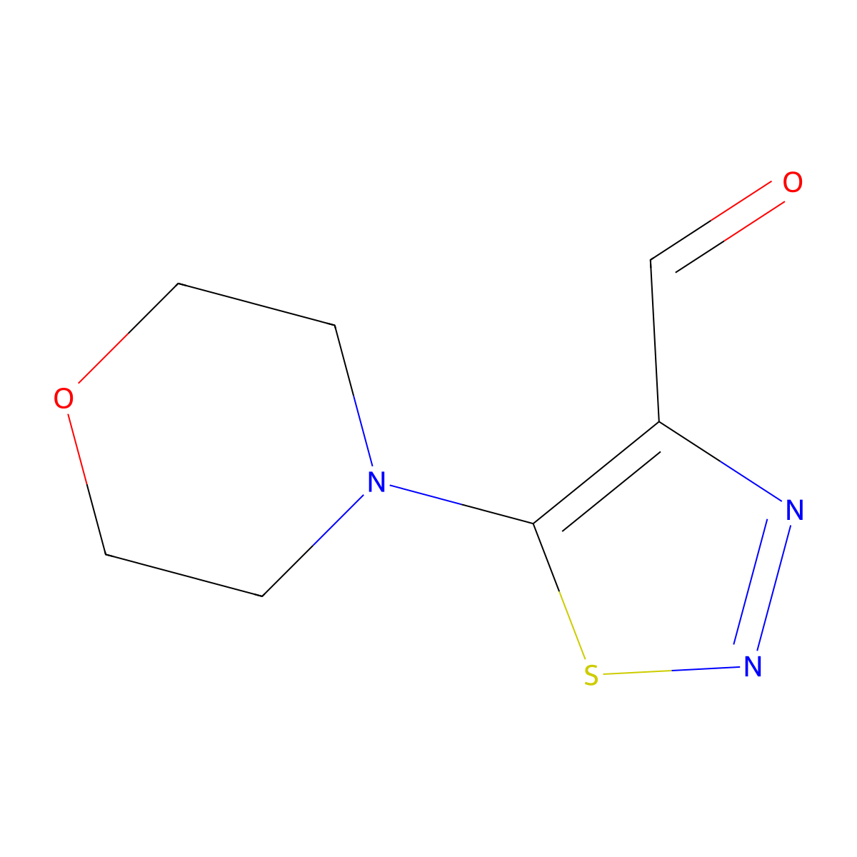 1,2,3-Thiadiazole-4-carboxaldehyde, 5-(4-morpholinyl)- molecular structure, CAS 313486-43-0