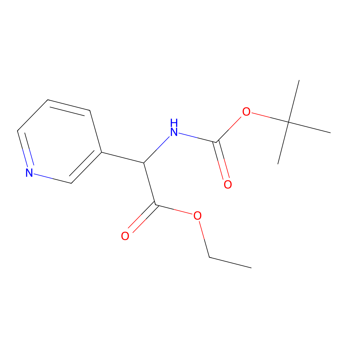 Ethyl 2-(tert-butoxycarbonylamino)-2-(pyridine-3-yl)acetate molecular structure, CAS 313490-93-6