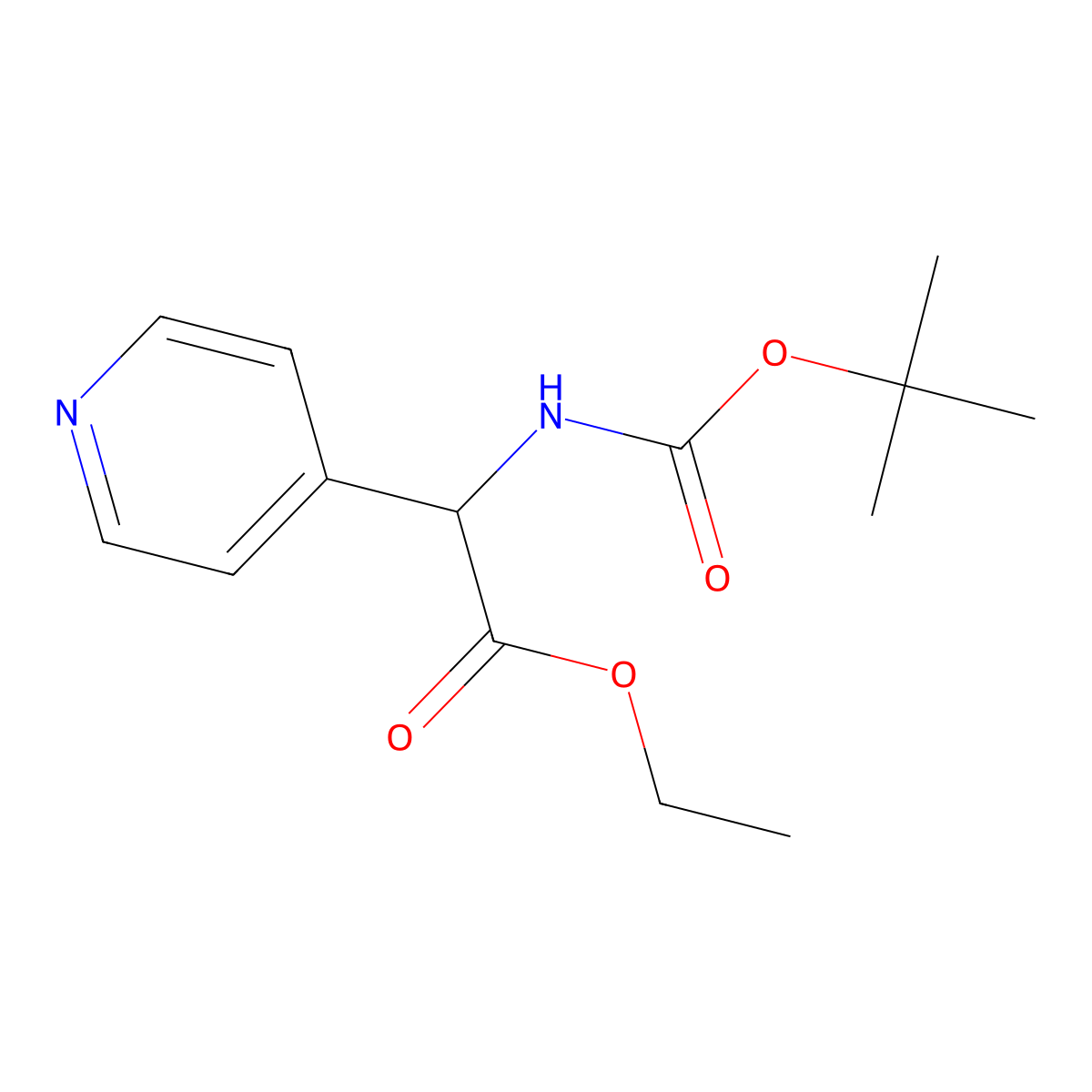 Ethyl 2-((tert-butoxycarbonyl)amino)-2-(pyridin-4-yl)acetate molecular structure, CAS 313490-99-2