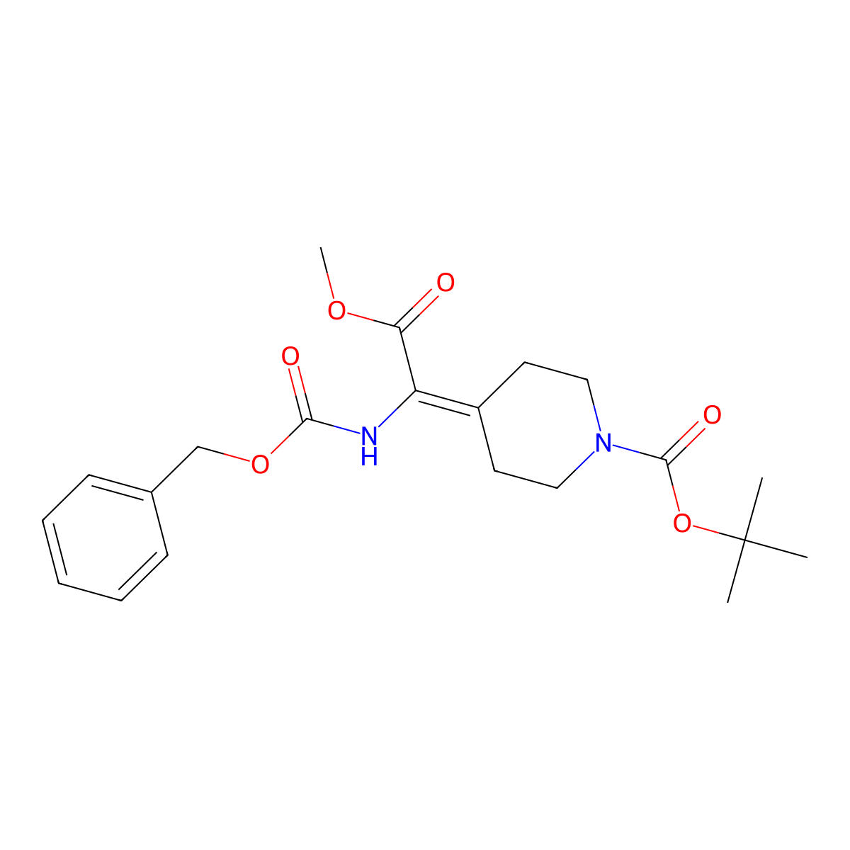 Methyl 2-(1-Boc-4-piperidylidene)-2-(Cbz-amino)acetate molecular structure, CAS 313491-20-2