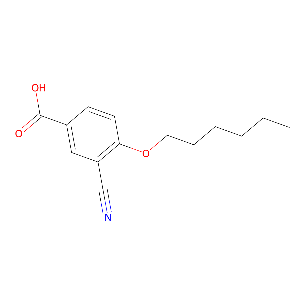 3-Cyano-4-(hexyloxy)benzoic acid molecular structure, CAS 313492-48-7