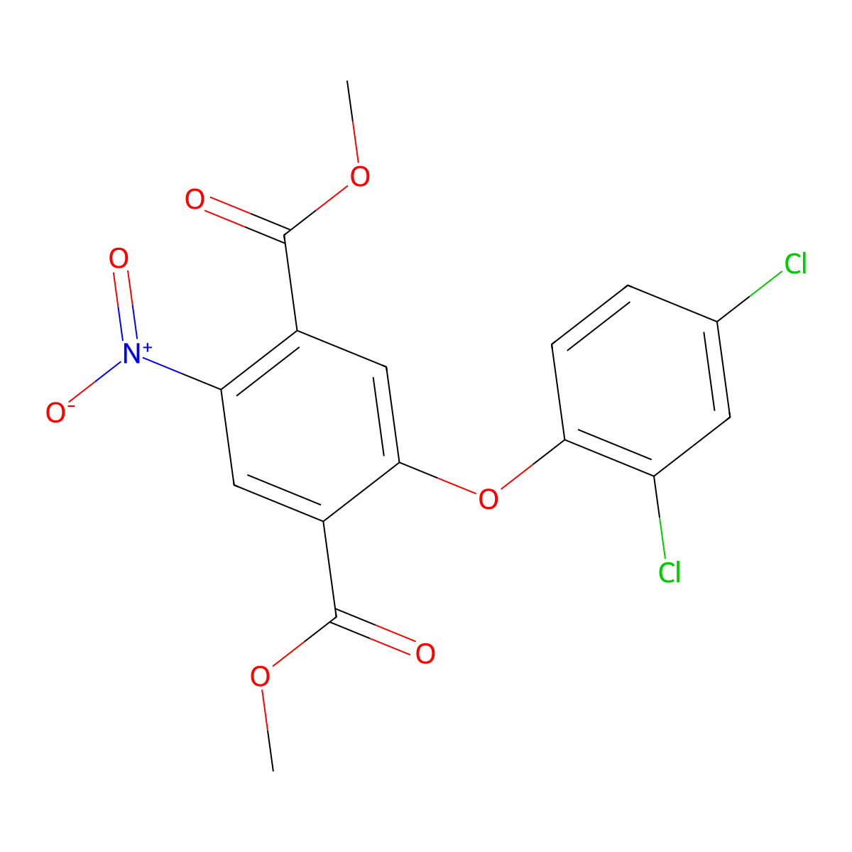 Dimethyl 2-(2,4-dichlorophenoxy)-5-nitrobenzene-1,4-dicarboxylate molecular structure, CAS 313492-95-4