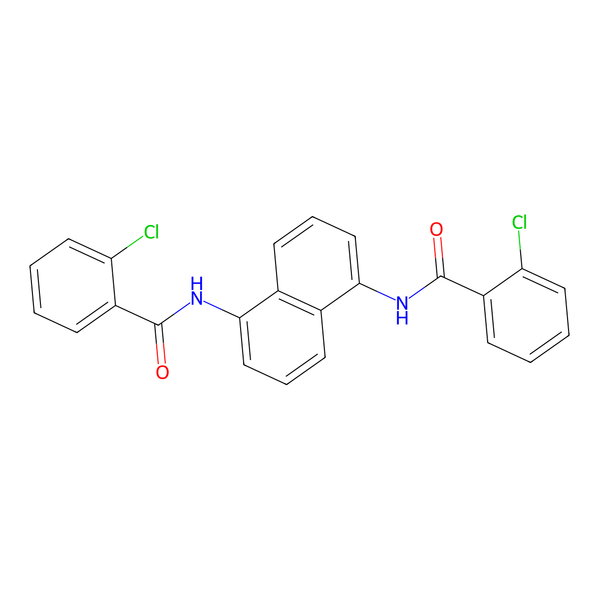 2-chloro-N-[5-[(2-chlorobenzoyl)amino]naphthalen-1-yl]benzamide molecular structure, CAS 313494-94-9