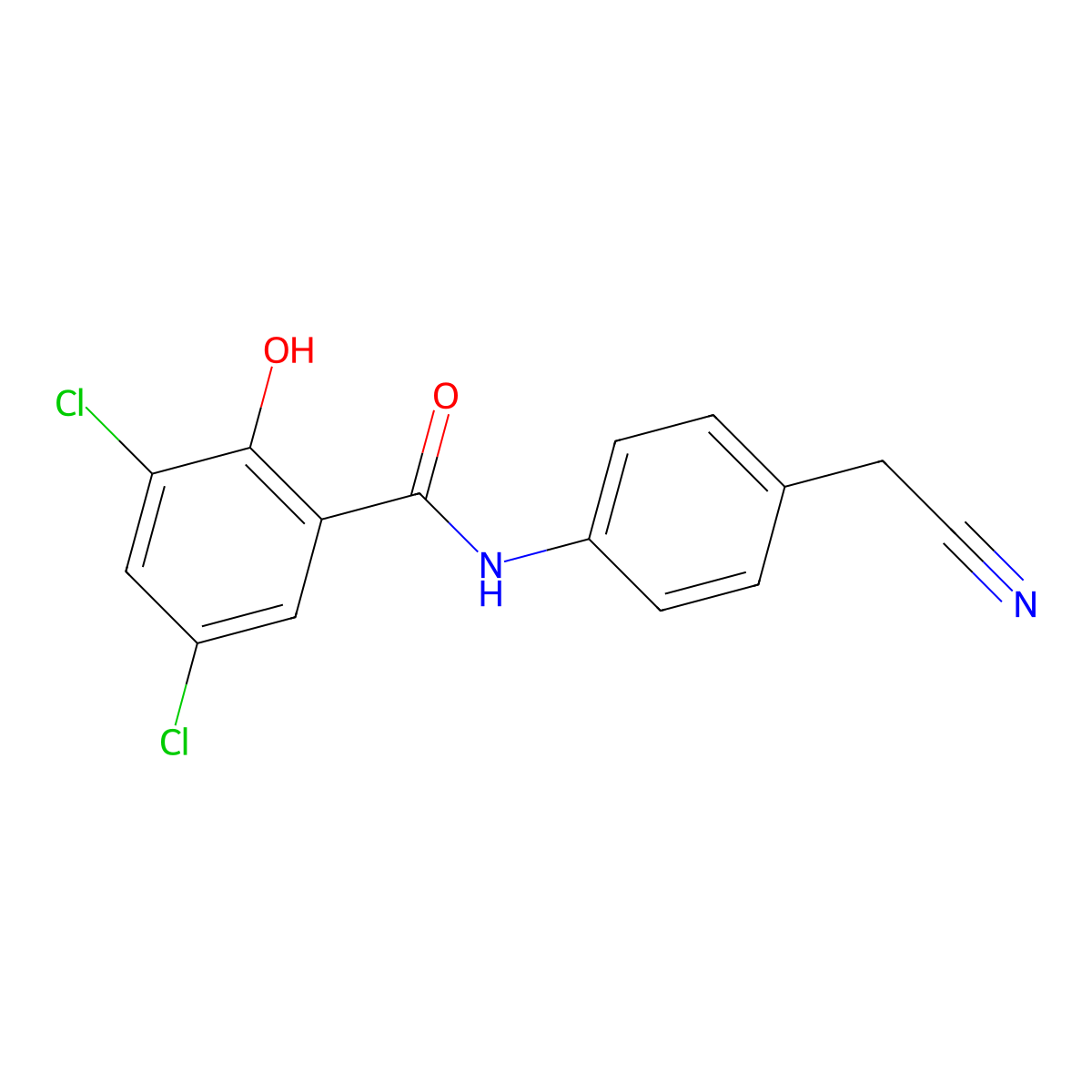 3,5-dichloro-N-[4-(cyanomethyl)phenyl]-2-hydroxybenzamide molecular structure, CAS 313495-47-5