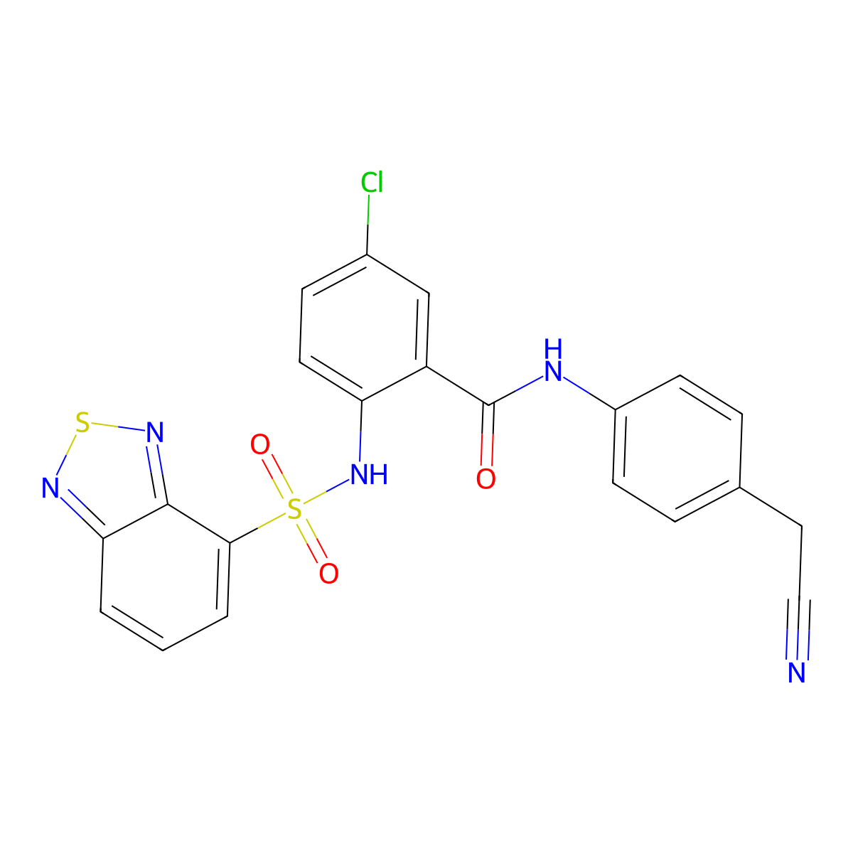 2-(2,1,3-benzothiadiazol-4-ylsulfonylamino)-5-chloro-N-[4-(cyanomethyl)phenyl]benzamide molecular structure, CAS 313495-75-9