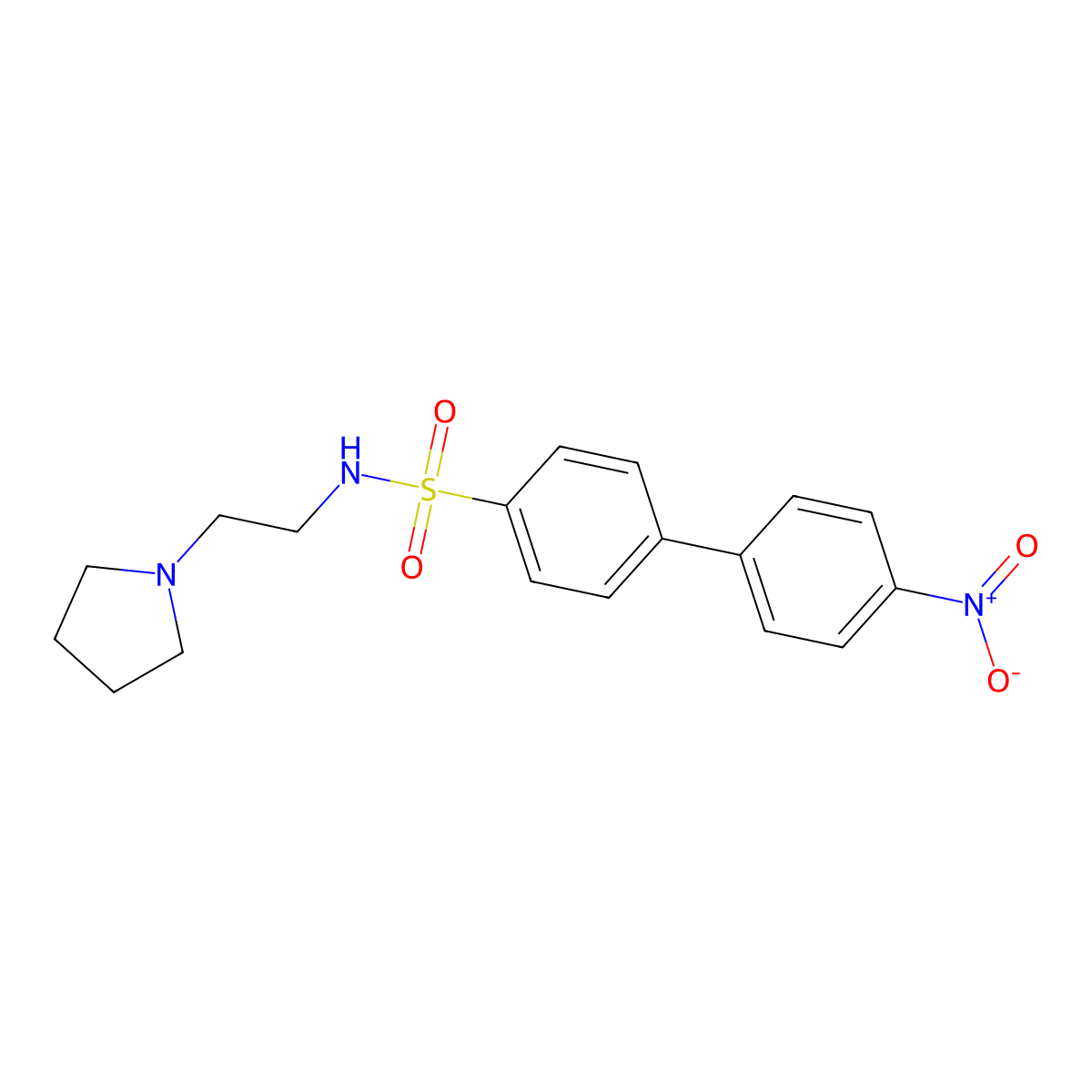 4-(4-nitrophenyl)-N-(2-pyrrolidin-1-ylethyl)benzenesulfonamide molecular structure, CAS 313496-41-2