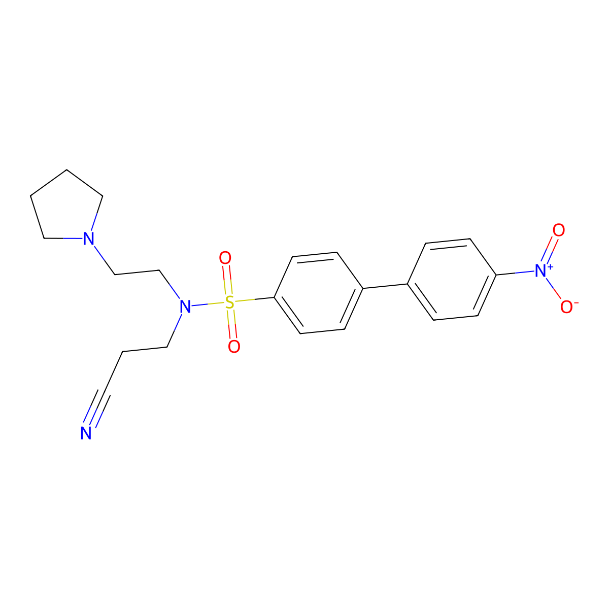 N-(2-cyanoethyl)-4-(4-nitrophenyl)-N-(2-pyrrolidin-1-ylethyl)benzenesulfonamide molecular structure, CAS 313496-42-3