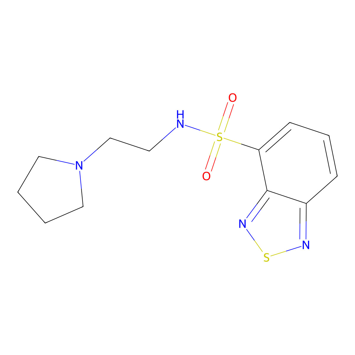 N-(2-pyrrolidin-1-ylethyl)-2,1,3-benzothiadiazole-4-sulfonamide molecular structure, CAS 313496-47-8