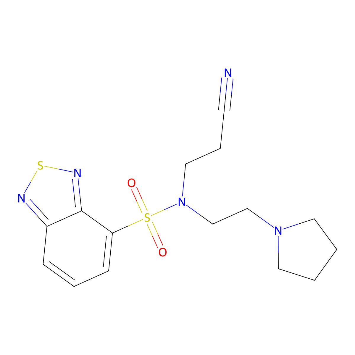 N-(2-cyanoethyl)-N-(2-pyrrolidin-1-ylethyl)-2,1,3-benzothiadiazole-4-sulfonamide molecular structure, CAS 313496-48-9