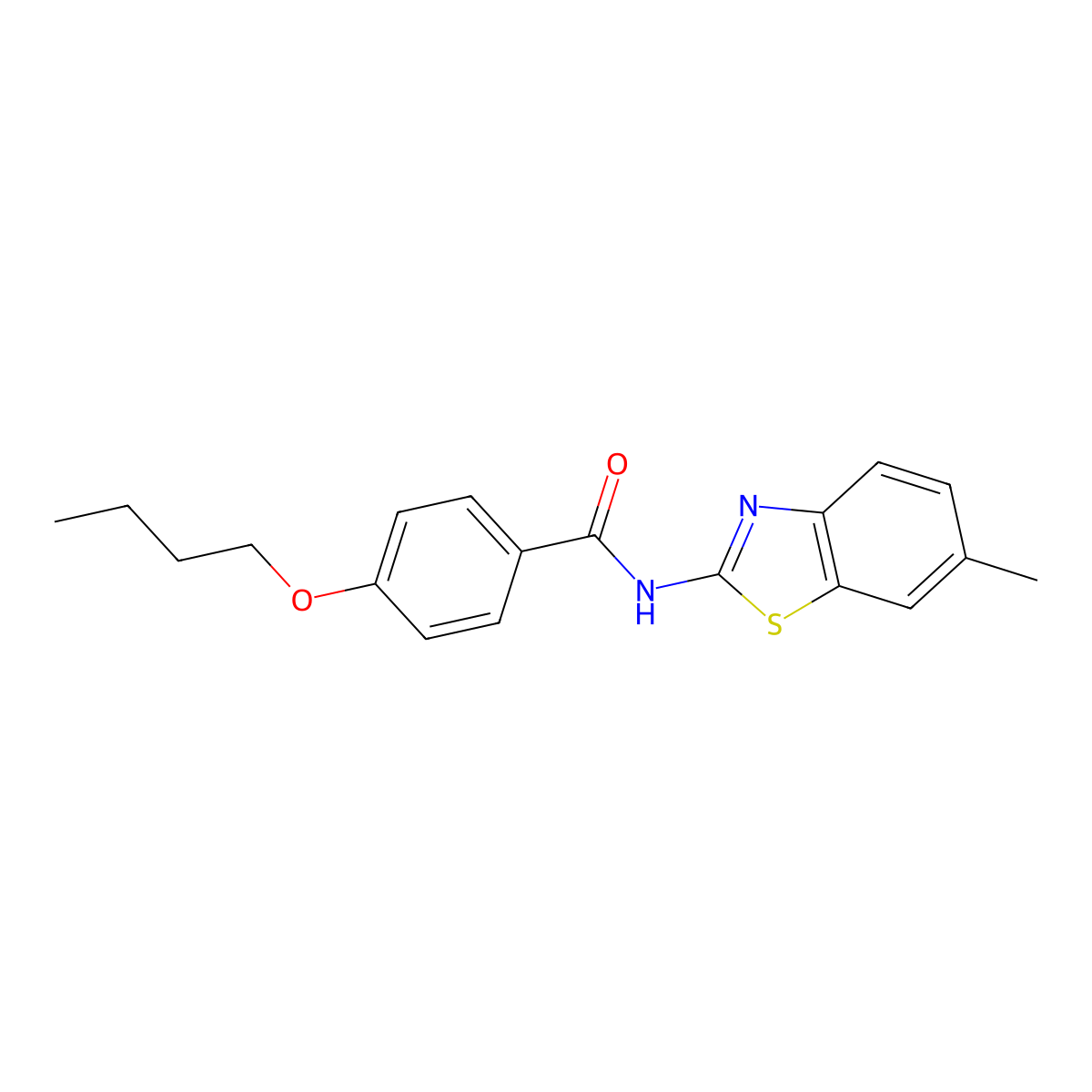 4-butoxy-N-(6-methyl-1,3-benzothiazol-2-yl)benzamide molecular structure, CAS 313496-65-0