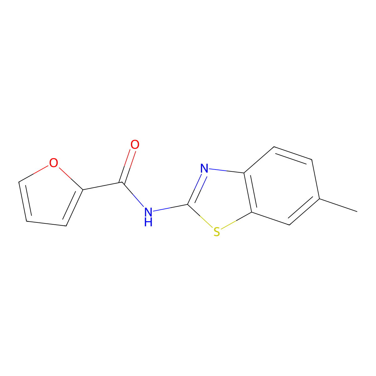 N-(6-methyl-1,3-benzothiazol-2-yl)furan-2-carboxamide molecular structure, CAS 313496-68-3