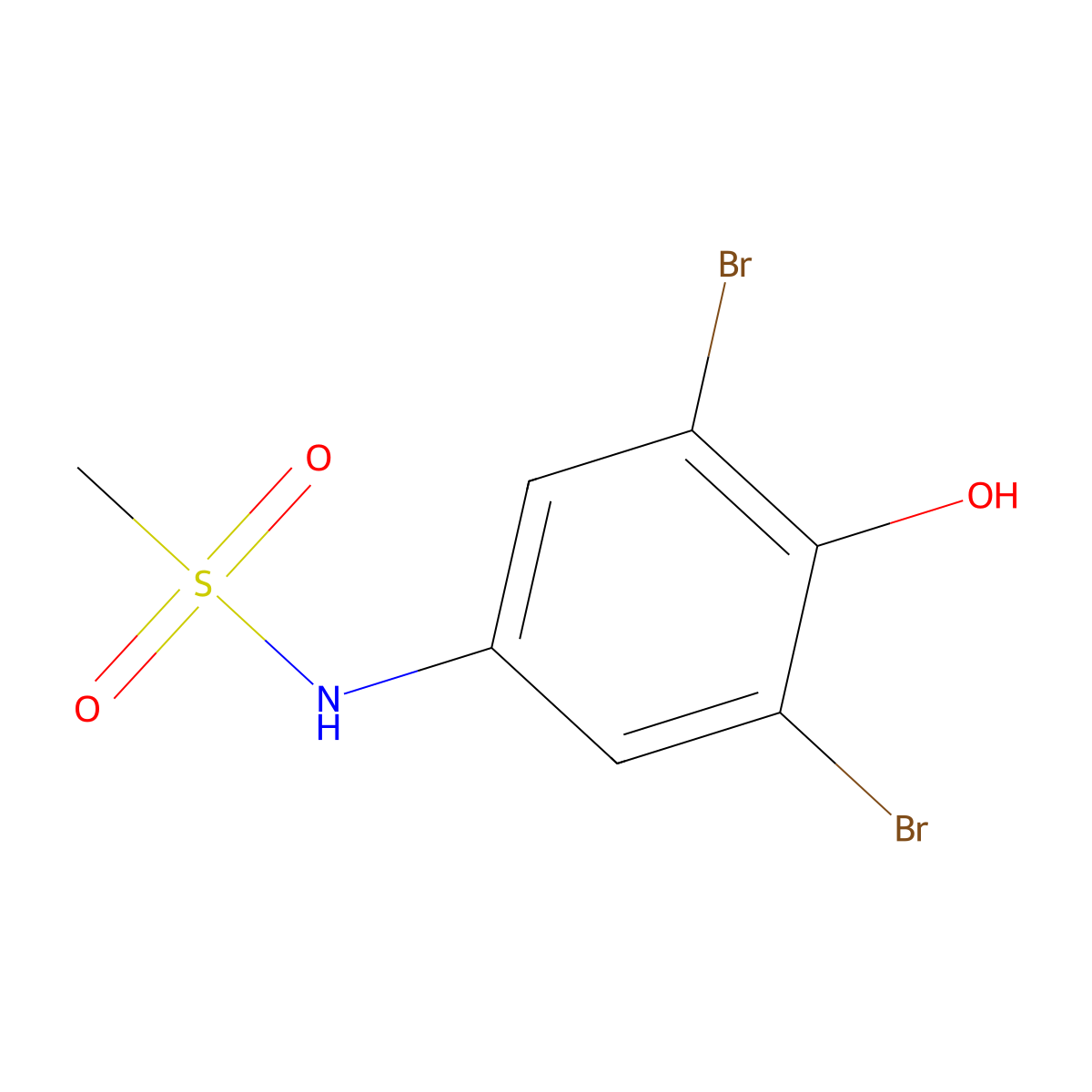 N-(3,5-dibromo-4-hydroxyphenyl)methanesulfonamide molecular structure, CAS 313496-73-0