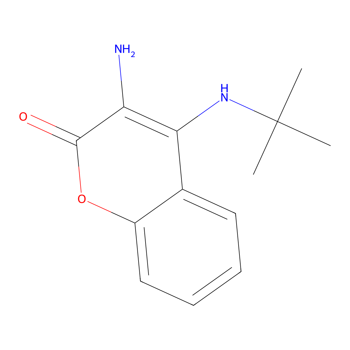 3-amino-4-(tert-butylamino)-2H-chromen-2-one molecular structure, CAS 313496-80-9