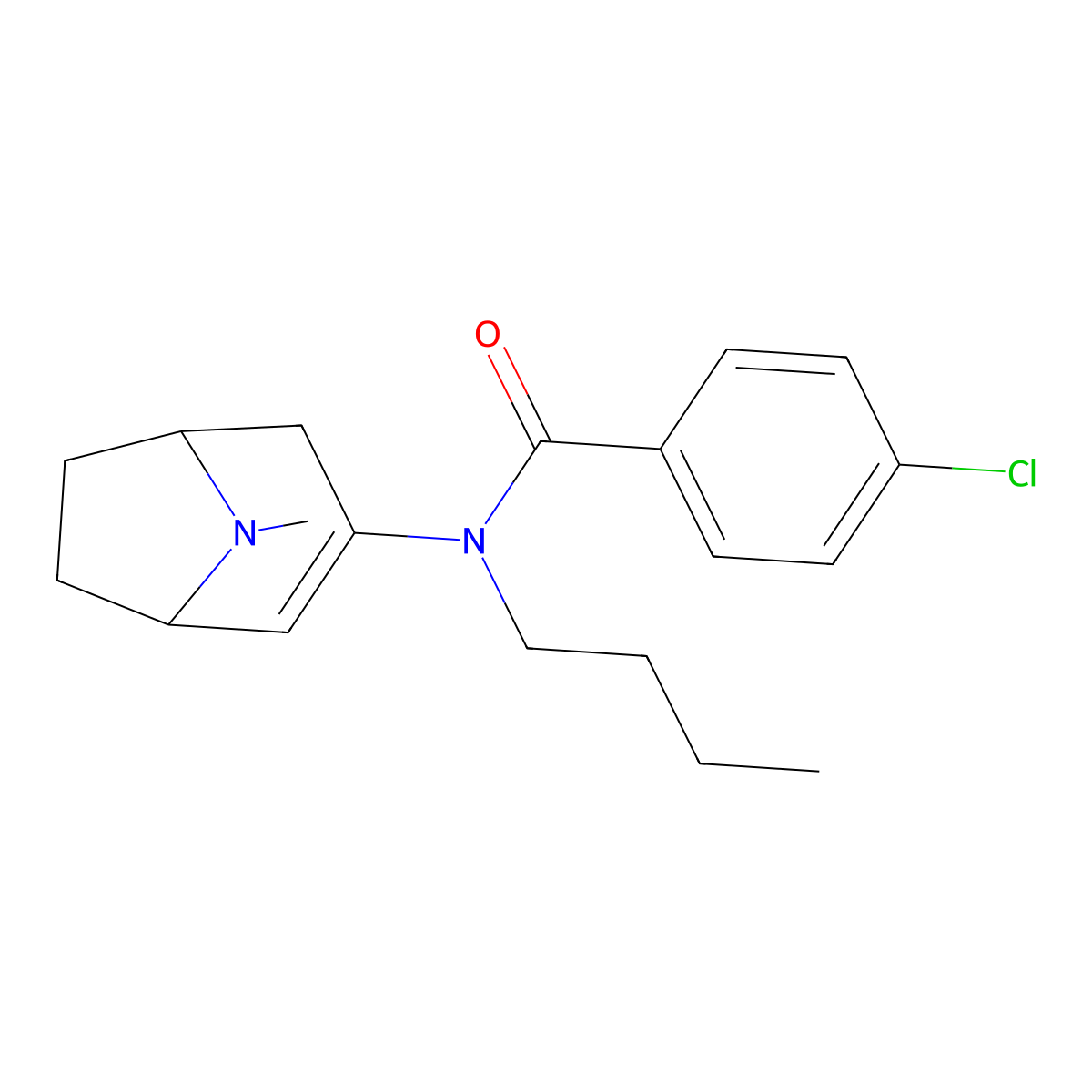 N-butyl-4-chloro-N-(8-methyl-8-azabicyclo[3.2.1]oct-3-en-3-yl)benzamide molecular structure, CAS 313498-29-2