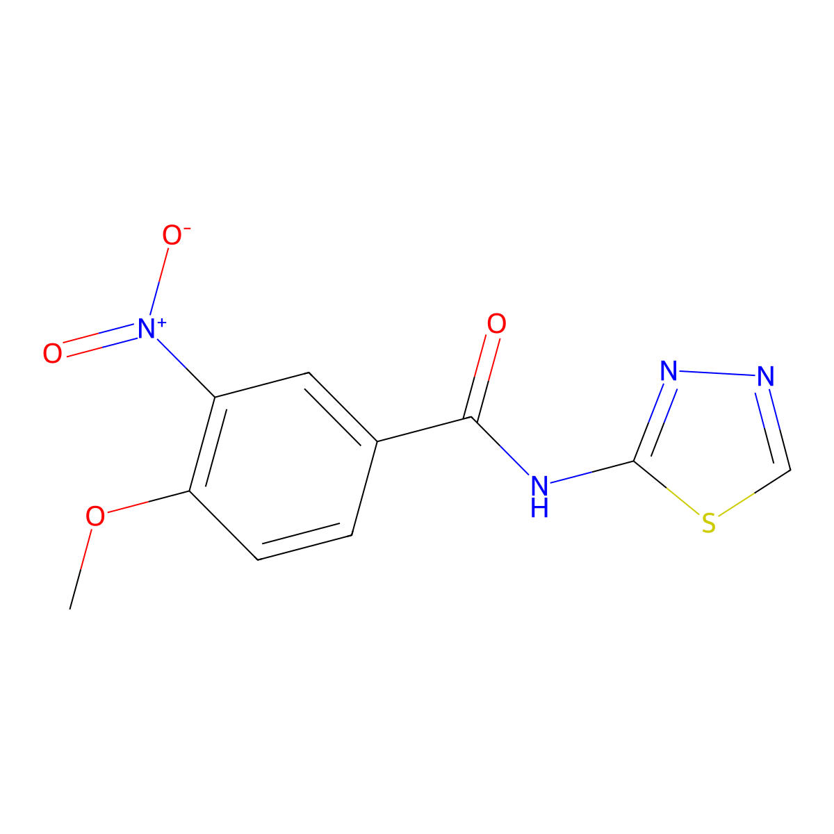 4-methoxy-3-nitro-N-(1,3,4-thiadiazol-2-yl)benzamide molecular structure, CAS 313498-90-7