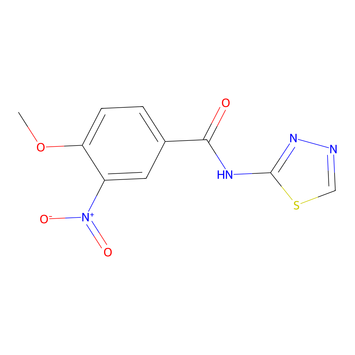 4-methoxy-3-nitro-N-(1,3,4-thiadiazol-2-yl)benzamide molecular structure, CAS 313498-90-7